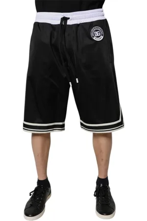 Dolce & Gabbana Shorts, Herre, Hvid, XS, Polyester, Sort Hvid Bermuda Sweatshorts Shorts