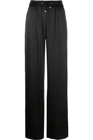 HERNO Bukser, Dame, Sort, M, Satin, Emeraldgrøn Satin Straight Bukser