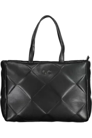 Calvin Klein Taske, Dame, Sort, ONE SIZE, Polyester, Sort Polyester Håndtaske med Logo