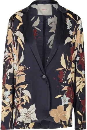 Jucca Jakke, Dame, Flerfarvet, XS, Satin, Satin Blazer med Regelmæssig Revers