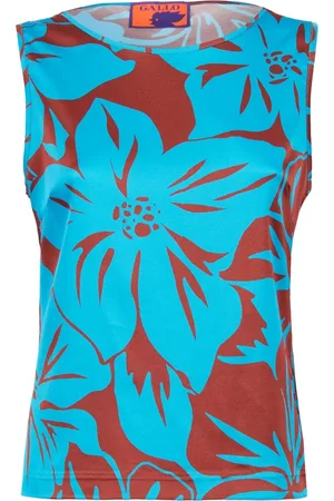 Gallo Top, Dame, Flerfarvet, L/XL, Lysblå ærmeløs top til kvinder med blomstermønster