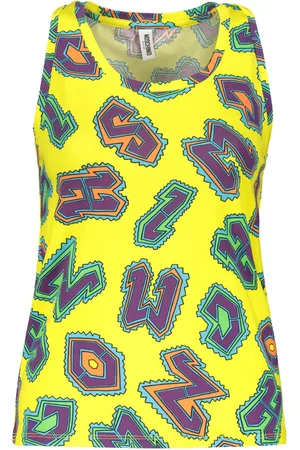 Moschino Top, Dame, Flerfarvet, S, Bomuld, Logo Print Bomuld Tank Top