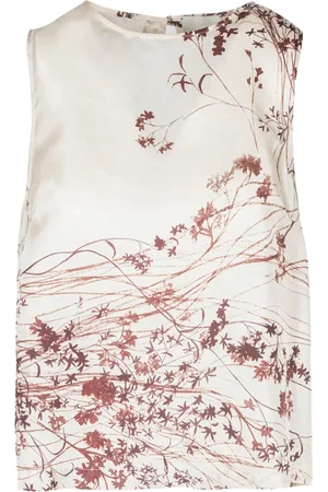 ALYSI Top, Dame, Flerfarvet, M, Satin, Satin Ærmeløs Top med Bagknap