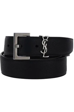 Saint Laurent Tilbehør, Herre, Sort, 110 CM, Ikonisk Logo Kalveskind Bælte med Sløjfe