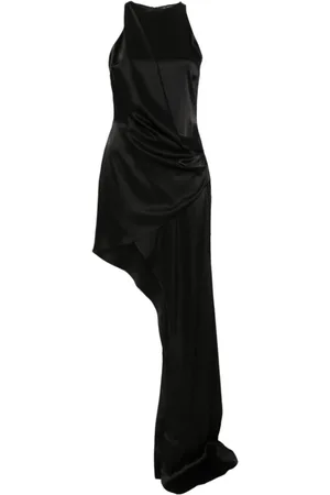 DAVID KOMA Kjole, Dame, Sort, S, Satin, Sort satin kjole til kvinder