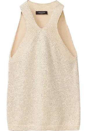 Fabiana Filippi Top, Dame, , S, Ribbed Ærmeløs V-Hals Top