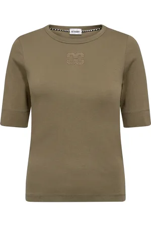 Co`Couture Top, Dame, Grøn, L, Uld, Broderet Tee Top i Army Grøn