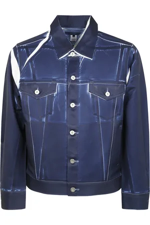 Comme des Garçons Jakke, Herre, Blå, L, Uld, Stilfuld Herre Vævet Jakke