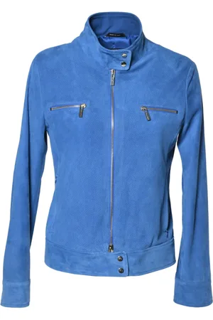 BALDININI Jakke, Dame, Blå, S, Suede, Air Force suede jacket