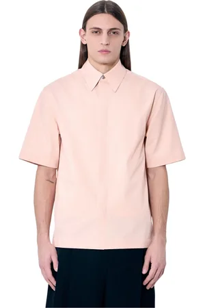Jil Sander Skjorte, Herre, Lyserød, XL, Bomuld, Bomuld Poplin Kortærmet Skjorte