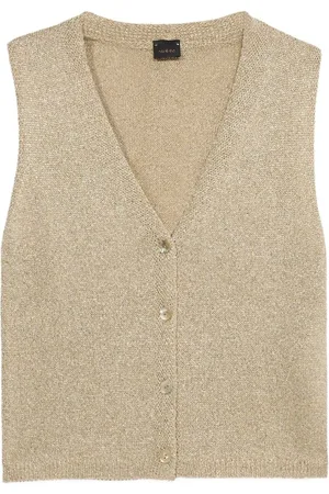 Oltre Strik, Dame, Gul, M, Ærmeløs Finstrik Cardigan