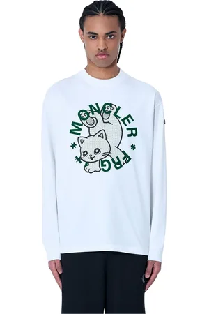Moncler Top, Herre, Hvid, XL, Bomuld, Bomuld Jersey Logo Motif T-shirt