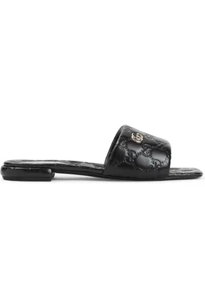 Gucci Sko, Dame, Sort, 38 1/2 EU, Flad Sandal