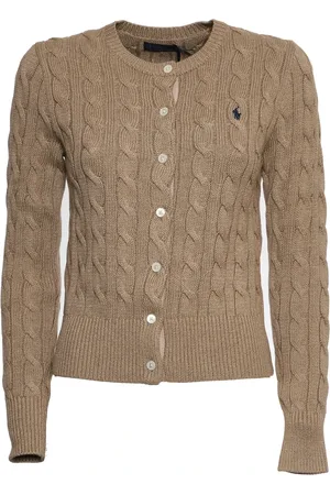 Ralph Lauren Strik, Dame, , L, Bomuld, Lys Sadelvarmer Cardigan