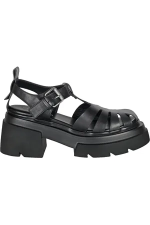 Elena Iachi Sko, Dame, Sort, 36 EU, Læder, Sort læderkile sandal