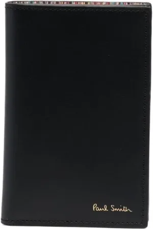 Paul Smith Tilbehør, Herre, Sort, ONE SIZE, Læder, Kunstnerstribe Læderkortholder