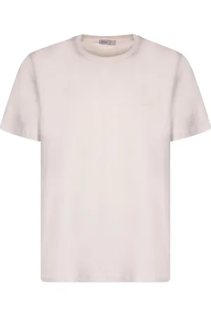 HERNO Top, Herre, Hvid, S, Bomuld, Broderet Logo Rundhals T-shirt