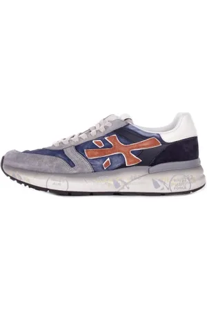 Premiata Sko, Herre, Blå, 42 EU, Blå Ruskind Sneakers med Logo