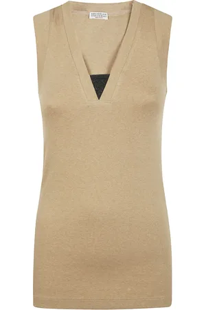 Brunello Cucinelli Top, Dame, Brun, XS, V-hals Top