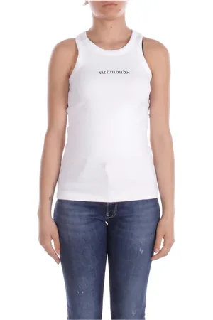John Richmond Top, Dame, Hvid, S, Bomuld, Hvid Logo Front T-shirts og Polos
