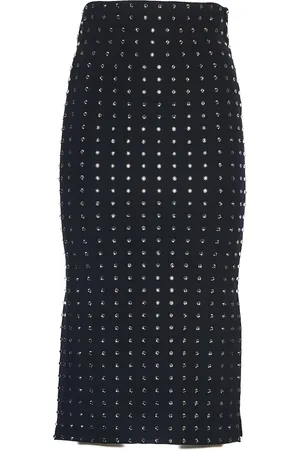 Sportmax Nederdel, Dame, Sort, M, Sort Rhinsten Pyntet Scuba Jersey Nederdel