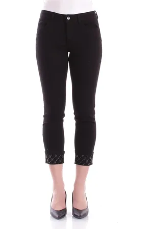 Liu Jo Jeans, Dame, Sort, W27, Bomuld, Sort Skinny Jeans med Rhinestone Dekorationer