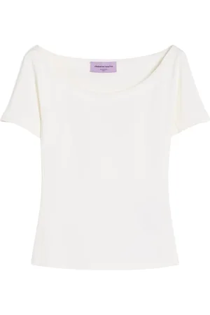Max Mara Top, Dame, , L, Bomuld, Ribbet bomuldstop med bådhals