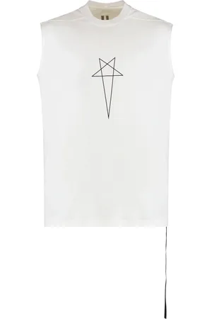 Rick Owens Top, Herre, Hvid, 2XL, Bomuld, Råskåret Bomuld Tank Top