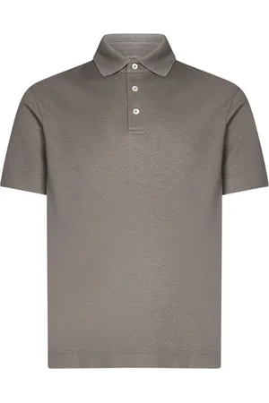 HERNO Top, Herre, Grå, XL, Bomuld, Grå Bomuld Cashmere Polo Skjorte