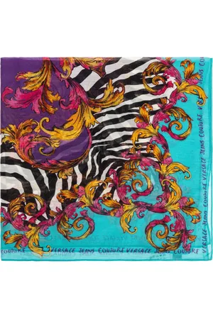 VERSACE Tilbehør, Dame, Flerfarvet, ONE SIZE, Uld, Tørklæde med Barocco-print
