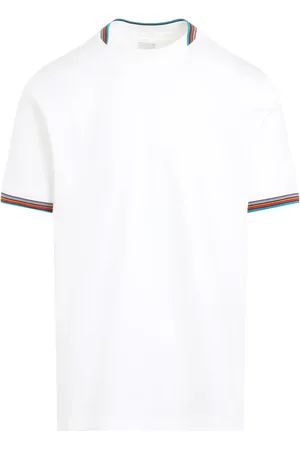 Paul Smith Top, Herre, Hvid, M, Bomuld, Stribet Hvid Bomuld T-shirt