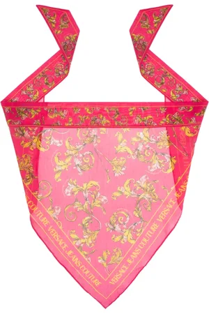 VERSACE Tilbehør, Dame, Lyserød, ONE SIZE, Bomuld, Trekantet tørklæde med print