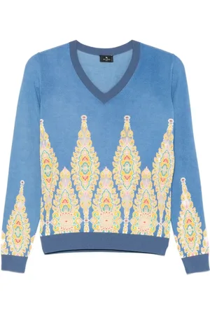Etro Strik, Dame, Flerfarvet, M, Elegant Jacquard Sweater med Paisley Mønster
