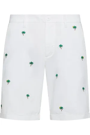 sun68 Shorts, Herre, Hvid, W34, Bomuld, Broderede Chino Shorts i bomuldsblanding