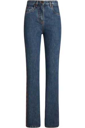 Etro Jeans, Dame, Blå, W28, Uld, Stilfulde Side Appliqué Denim Jeans