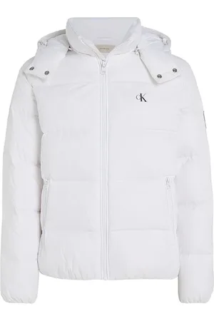 Calvin Klein Jakke, Herre, Hvid, L, Uld, Hvid Quiltet Jakke til Mænd