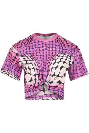 Paco rabanne Top, Dame, Lyserød, XS, Bomuld, Optisk Illusion Logo Print T-Shirt