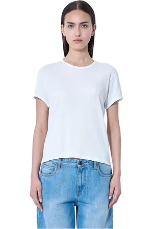 The Row Top, Dame, Hvid, M, Bomuld, Ribbet Bomuld Crewneck T-shirt