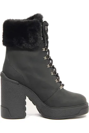 Moncler Sko, Dame, Sort, 40 EU, Faux Fur, Sort Claudia Ankelstøvler med Faux Fur Detaljer
