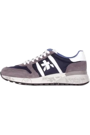 Premiata Sko, Herre, Brun, 44 EU, Logo Sneakers Ruskind Gummisål Lærred
