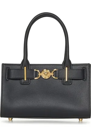 VERSACE Taske, Dame, Sort, ONE SIZE, Læder, Sort Læder Håndtaske Ss25
