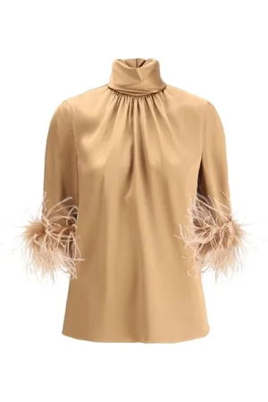 Dolce & Gabbana Bluser & Skjorter, Dame, Brun, M, Fjertrim Bluse