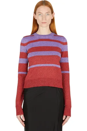 Paco rabanne Strik, Dame, Rød, S, Bomuld, Stribet Metallic Sweater