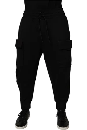 Dolce & Gabbana Bukser, Herre, Sort, XL, Bomuld, Sort Cargo Jogger Sweatpants