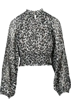 Guess Bluser & Skjorter, Dame, Flerfarvet, S, Chiffon, Chiffon puff ærmebluse med plissering