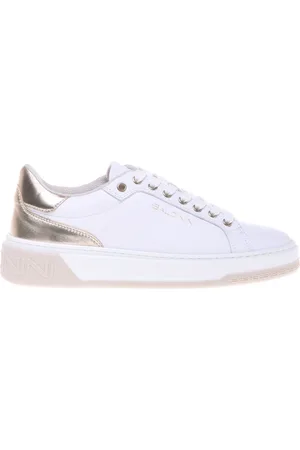 BALDININI Sko, Dame, Hvid, 38 EU, leather and light gold laminated leather trainer