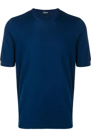 DRUMOHR Top, Herre, Blå, 3XL, Afslappet Rund Hals T-Shirt