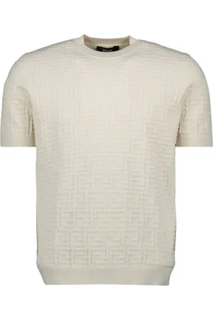 Fendi Strik, Herre, , L, Bomuld, Bomuld Rund Hals Kortærmet T-shirt