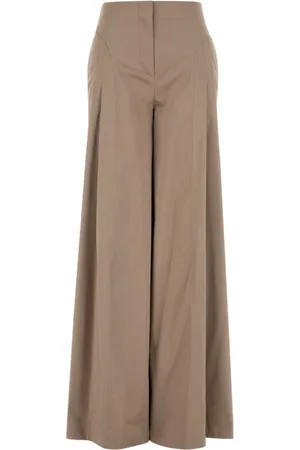 Alberta Ferretti Bukser, Dame, Brun, 2XS, Bomuld, Bredbenet Cappuccino Bomuld Bukser