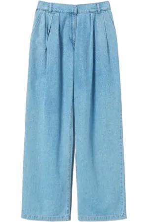 Twin-Set Jeans, Dame, Blå, W26, Denim, Bred Ben Denim Bukser